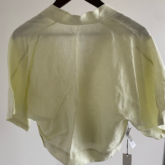 Yellow Linen Babaton Wrap Shirt - Picture 3 of 5